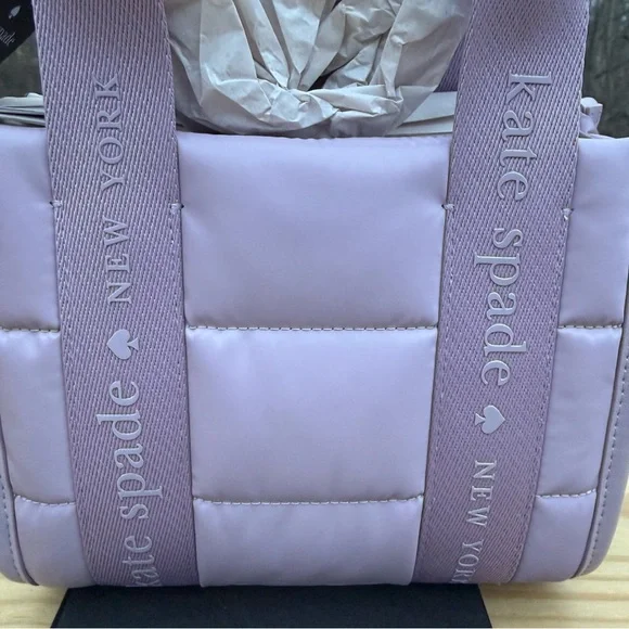Kate Spade YGM Kip Puffy Fabric Lavender Mini Tote NWT - Picture 2 of 3